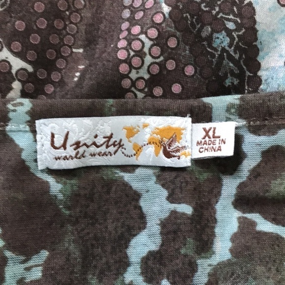 UNITY WORLD WEAR Blue Multicolor Sleeveless Tunic Size XL - Picture 8 of 9